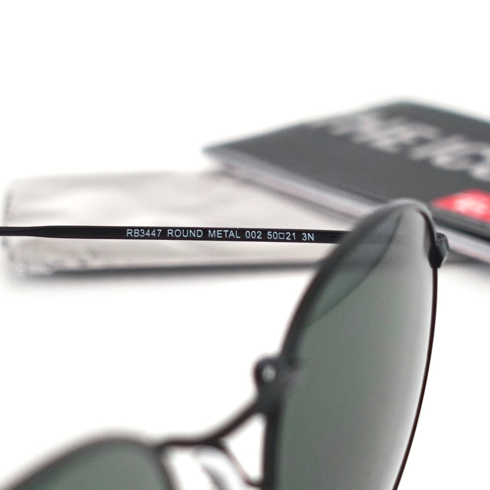 Ray Ban 🔥 Round RB3447 002 Round Metal Black - Picture 8 of 8